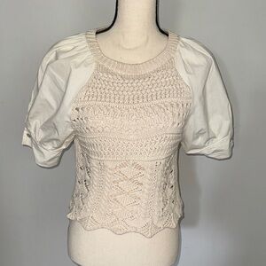 Zara Cream Crochet Blouse Size M